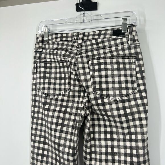 Paige Hoxton Straight Ankle Jeans Split Hem City Gingham - Picture 7 of 9